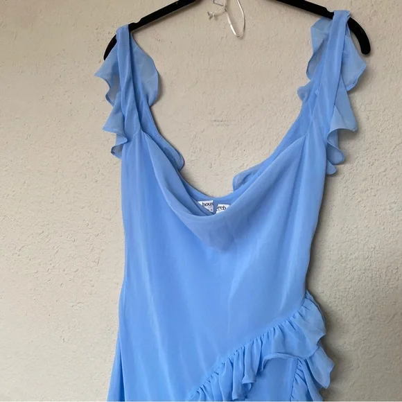 HOUSE OF CB 'Ariela' Soft‎ Blue Ruffle Maxi Dress NWOT size L - Picture 10 of 13